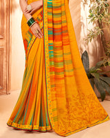 Vishal Prints Yellowish Orange Fancy Georgette Saree With Border