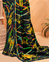 Vishal Prints Black Fancy Georgette Saree With Border