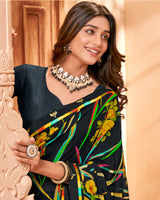 Vishal Prints Black Fancy Georgette Saree With Border