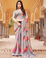 Vishal Prints Nobel Silver Printed Georgette Saree With Fancy Border