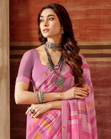 Vishal Prints Baby Pink Printed Georgette Saree With Fancy Border