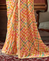 Vishal Prints Copperfield Cream Printed Georgette Saree With Fancy Border