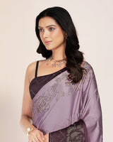 Vishal Prints Opera Mauve Premium Satin Saree With Stone Diamond Work