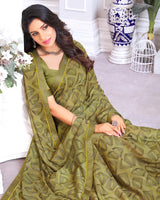 Vishal Prints Dark Beige Printed Chiffon Saree With Fancy Border