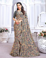 Vishal Prints Multi Printed Chiffon Saree With Fancy Border