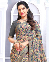Vishal Prints Multi Printed Chiffon Saree With Fancy Border