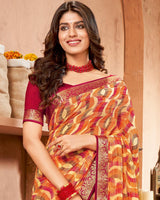 Vishal Prints Multi Color Printed Georgette Saree With Border
