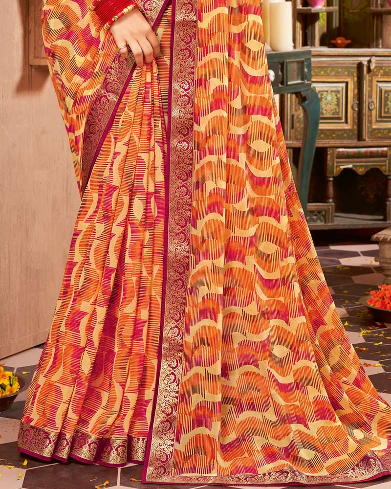 Vishal Prints Multi Color Printed Georgette Saree With Border