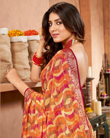 Vishal Prints Multi Color Printed Georgette Saree With Border