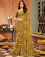 Vishal Prints Fawn Printed Georgette Saree With Border