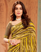 Vishal Prints Fawn Printed Georgette Saree With Border