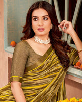 Vishal Prints Fawn Printed Georgette Saree With Border