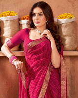 Vishal Prints Red Pink Printed Georgette Saree With Border