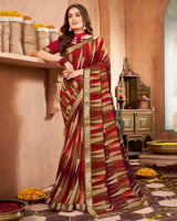 Vishal Prints Multi Color Printed Georgette Saree With Border