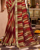 Vishal Prints Multi Color Printed Georgette Saree With Border