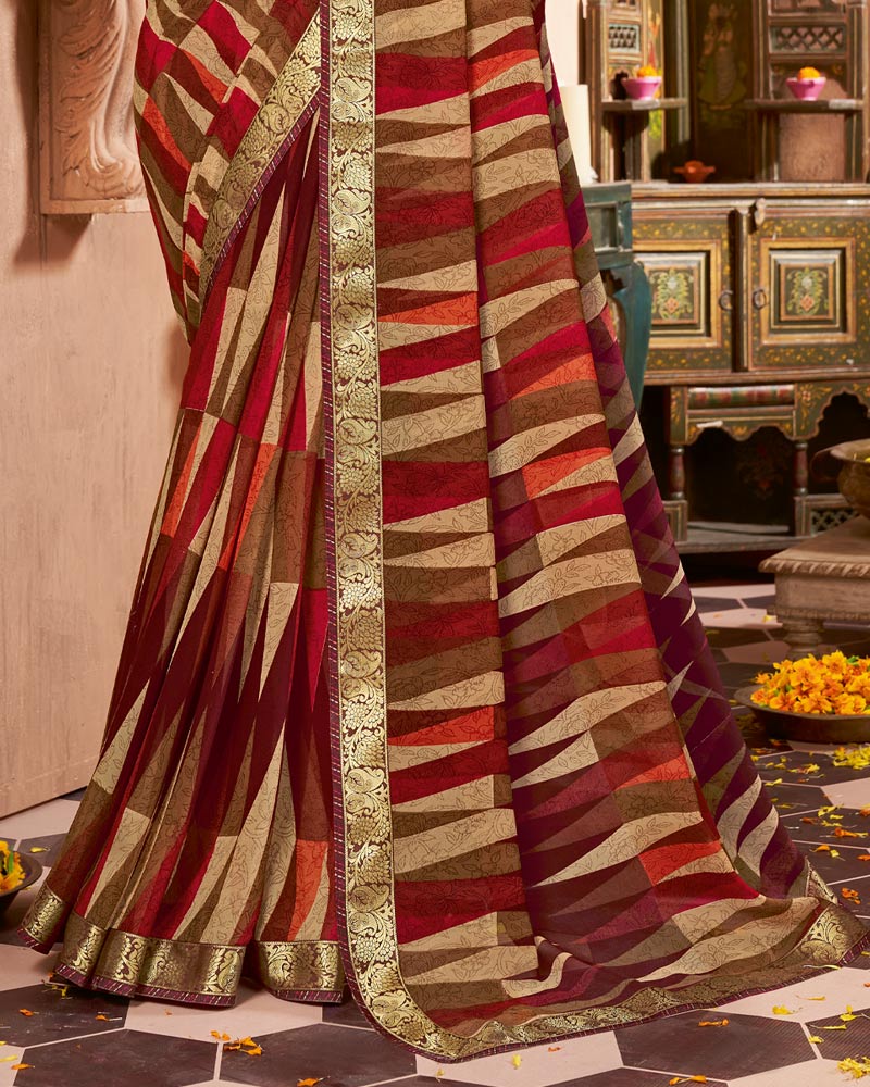 Vishal Prints Multi Color Printed Georgette Saree With Border