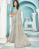 Vishal Prints Light Grey Printed Chiffon Saree With Fancy Border