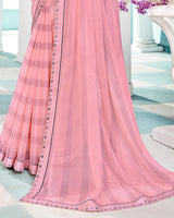 Vishal Prints Rose Pink Printed Chiffon Saree With Fancy Border