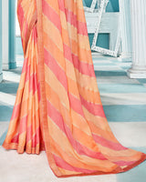 Vishal Prints Light Salmon Printed Chiffon Saree With Fancy Border