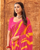 Vishal Prints French Rose Printed Patterned Georgette Saree With Fancy Border