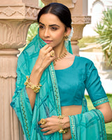 Vishal Prints Northern Blue Printed Georgette Saree With Embroidery Border