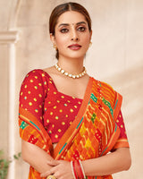 Vishal Prints Dark Orange Printed Georgette Saree With Fancy Border