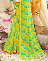Vishal Prints Yellow Printed Georgette Saree With Fancy Border
