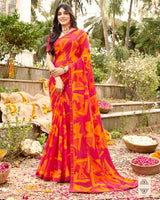 Vishal Prints Rani Printed Georgette Saree With Fancy Border