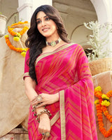 Vishal Prints Hot Pink Printed Georgette Saree With Fancy Border