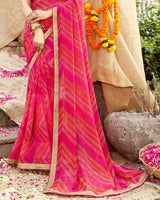 Vishal Prints Hot Pink Printed Georgette Saree With Fancy Border
