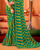 Vishal Prints Tropical Green Printed Georgette Saree With Fancy Border
