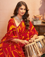 Vishal Prints Venetian Red Printed Georgette Saree With Fancy Border