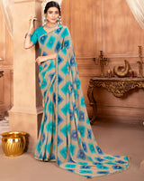 Vishal Prints Pastel Brown Printed Georgette Saree With Fancy Border