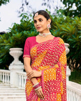 Vishal Prints Multicolor Printed Chiffon Saree With Fancy Border