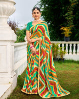 Vishal Prints Multicolor Printed Chiffon Saree With Fancy Border