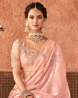 Vishal Prints Burning Sand Designer Organza Saree With Embroidery Diamond Work And Core Piping