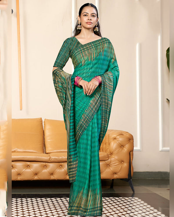 Vishal Prints Persian Green Criva Crepe Digital Print Saree