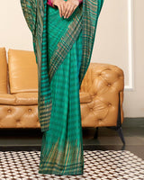 Vishal Prints Persian Green Criva Crepe Digital Print Saree