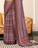 Vishal Prints Greyish Pink Criva Crepe Digital Print Saree