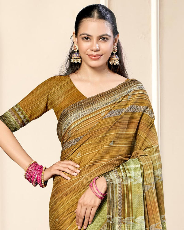 Vishal Prints Ruddy Brown Criva Crepe Digital Print Saree