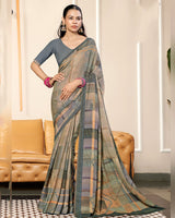 Vishal Prints Pale Taupe Criva Crepe Digital Print Saree