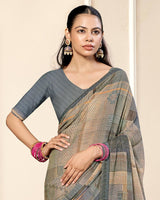Vishal Prints Pale Taupe Criva Crepe Digital Print Saree