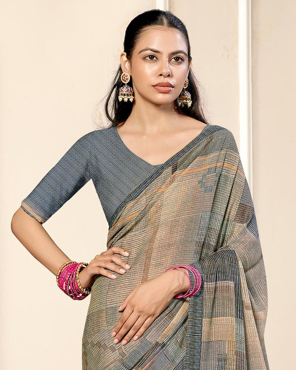 Vishal Prints Pale Taupe Criva Crepe Digital Print Saree
