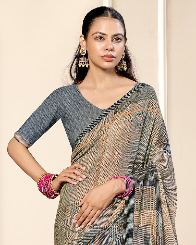 Vishal Prints Pale Taupe Criva Crepe Digital Print Saree