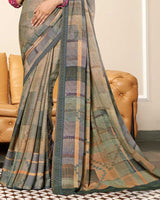 Vishal Prints Pale Taupe Criva Crepe Digital Print Saree