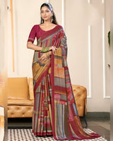 Vishal Prints Light Maroon Criva Crepe Digital Print Saree