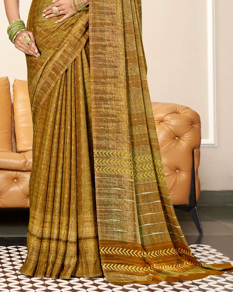 Vishal Prints Ruddy Brown Criva Crepe Digital Print Saree