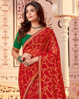 Vishal Prints Dark Red Designer Brasso Saree With Zari Border