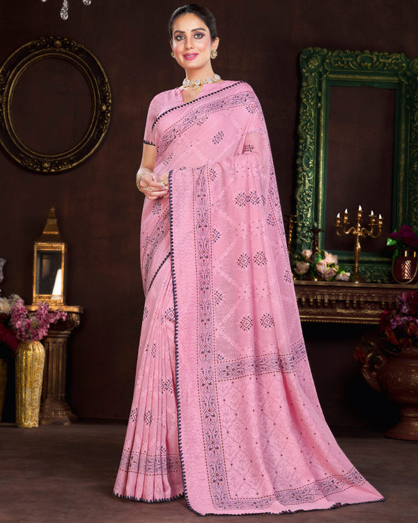 Vishal Prints Rose Cotton Brasso Saree With Fancy Border