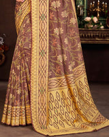 Vishal Prints Brownish Cotton Brasso Saree With Fancy Border